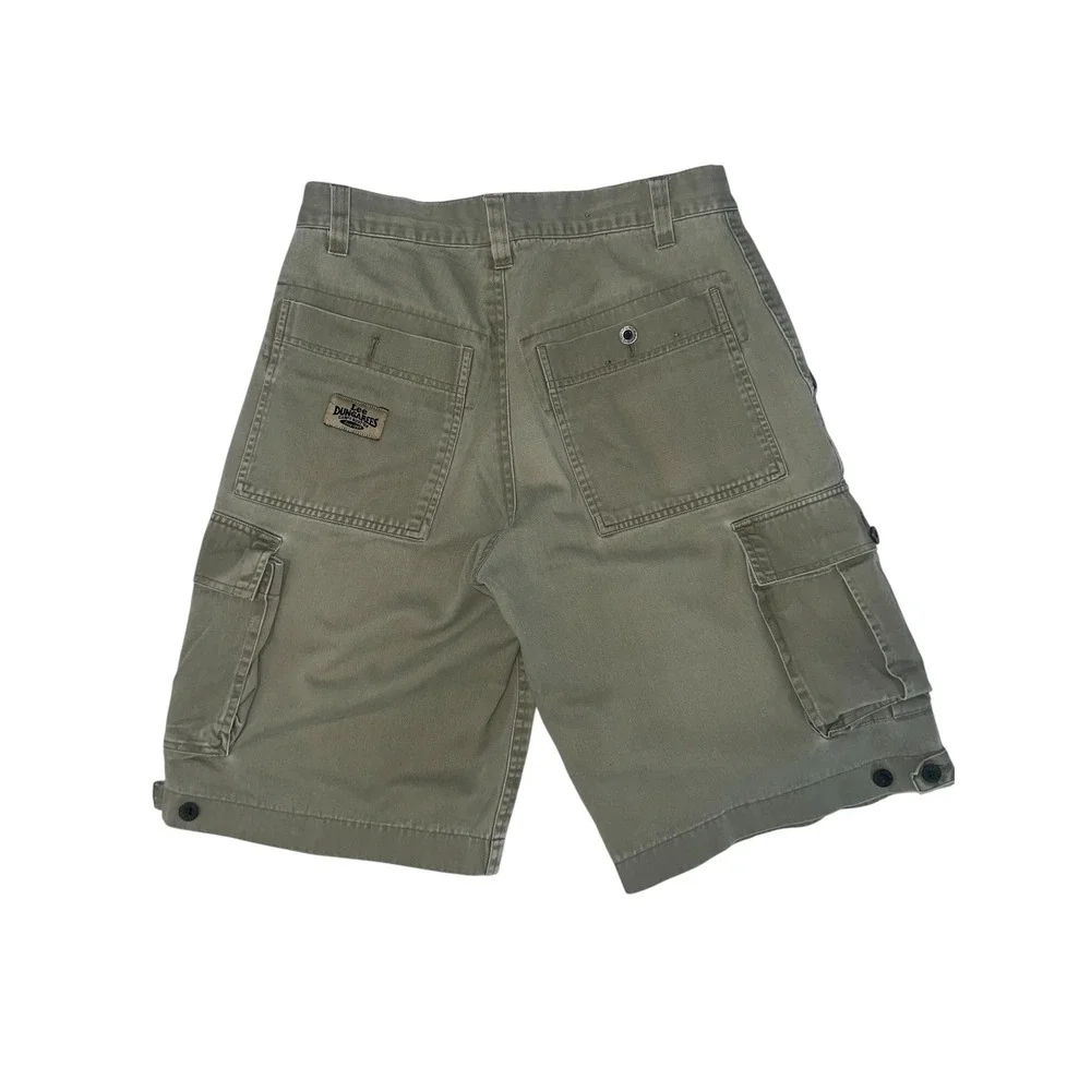 Vintage Lee Dungarees Cargo Shorts Men's 30x21 Utility Khaki Green Loose Fit Y2K